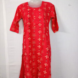 Branded-Womens-Rayon-Kurti-with-Round-Neck-Design-Button-Casual-Wear-tomatto-red