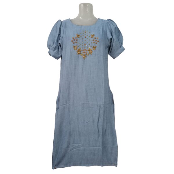 Bifa Brand Women's Top with Aari Design with Puff Sleeves