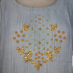 Bifa Brand Women's Top with Aari Design with Puff Sleeves