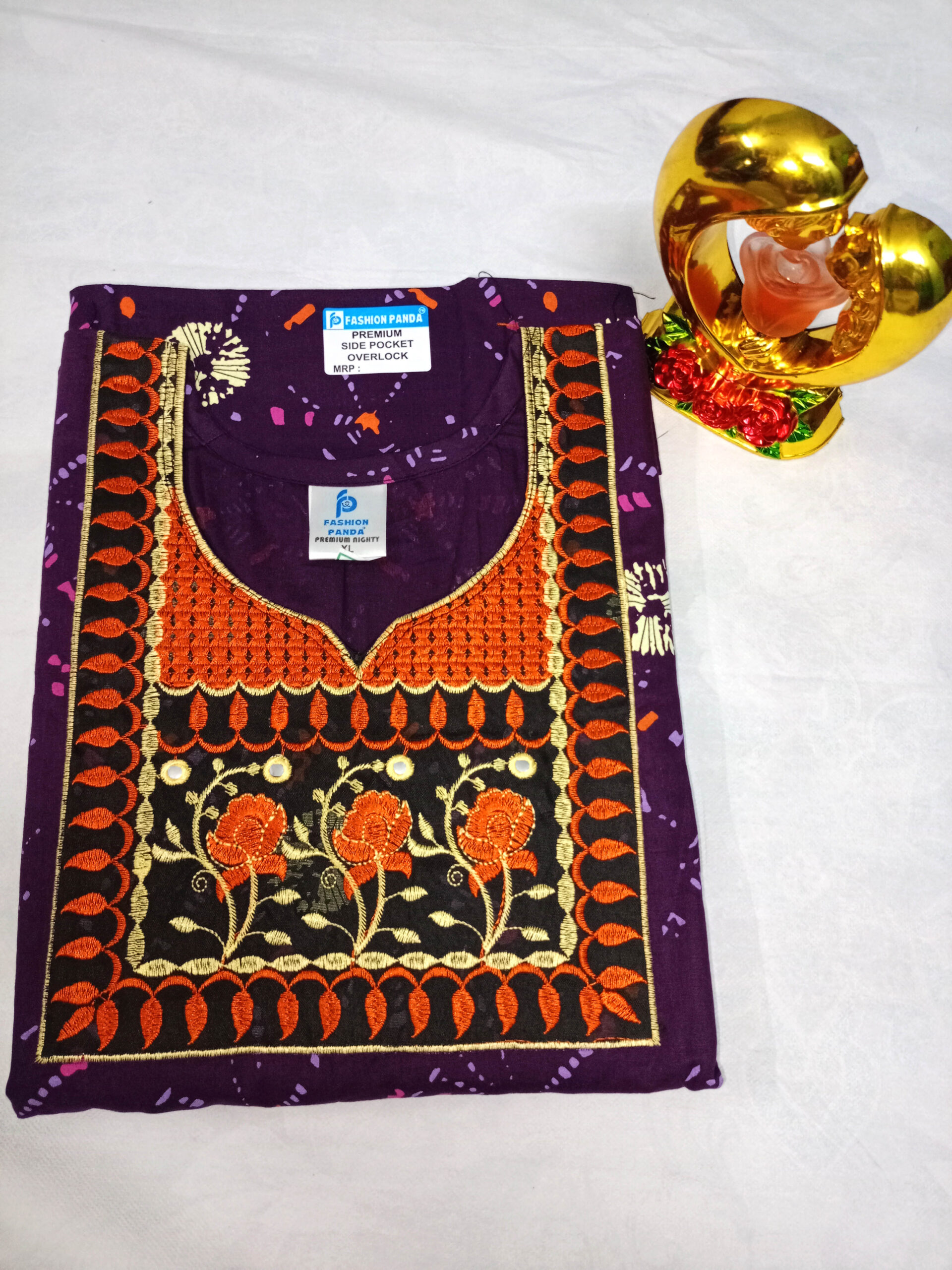 Premium Cotton Embroidery nighty