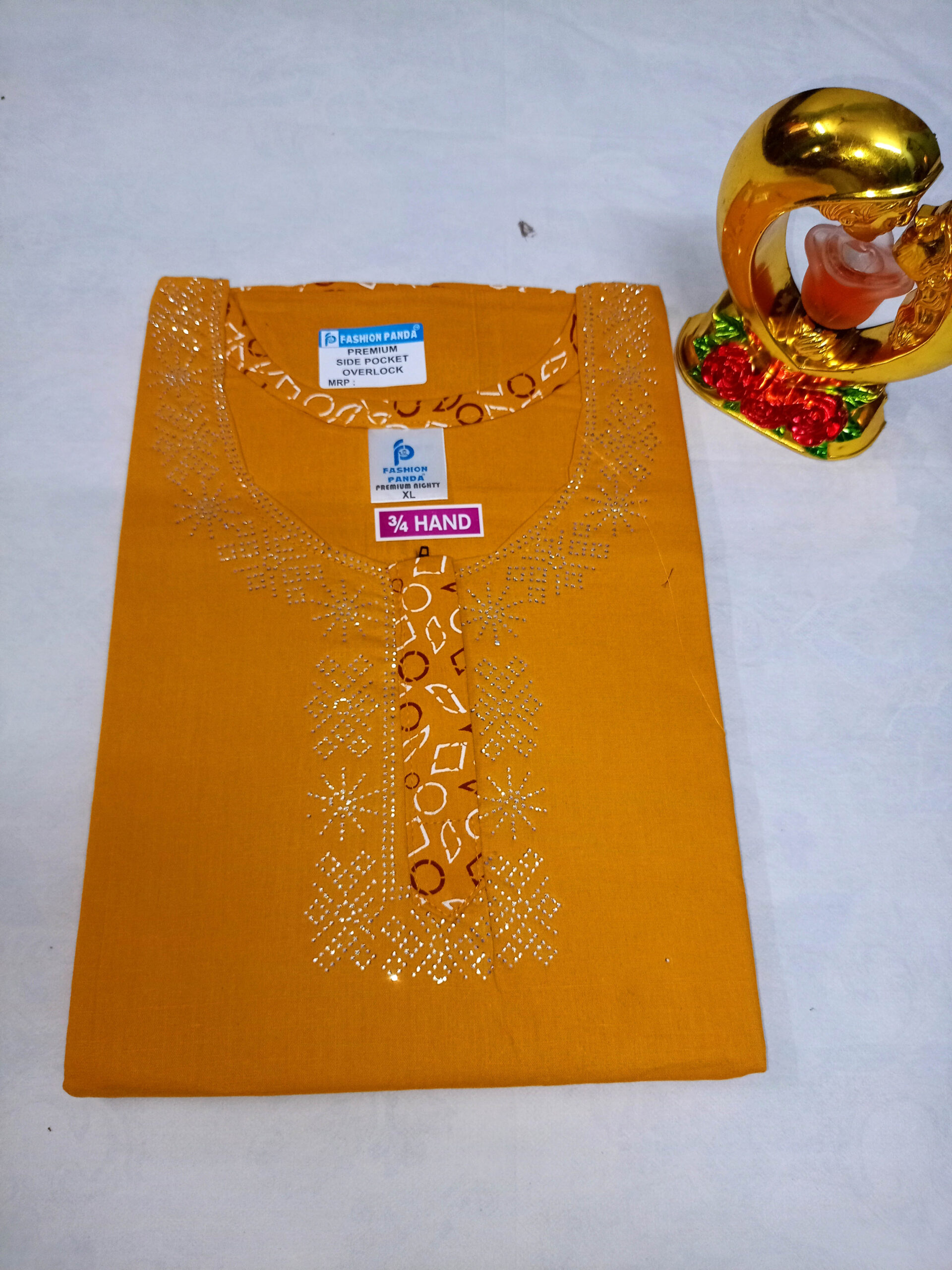 Cotton Stone Work Nighty for Women
