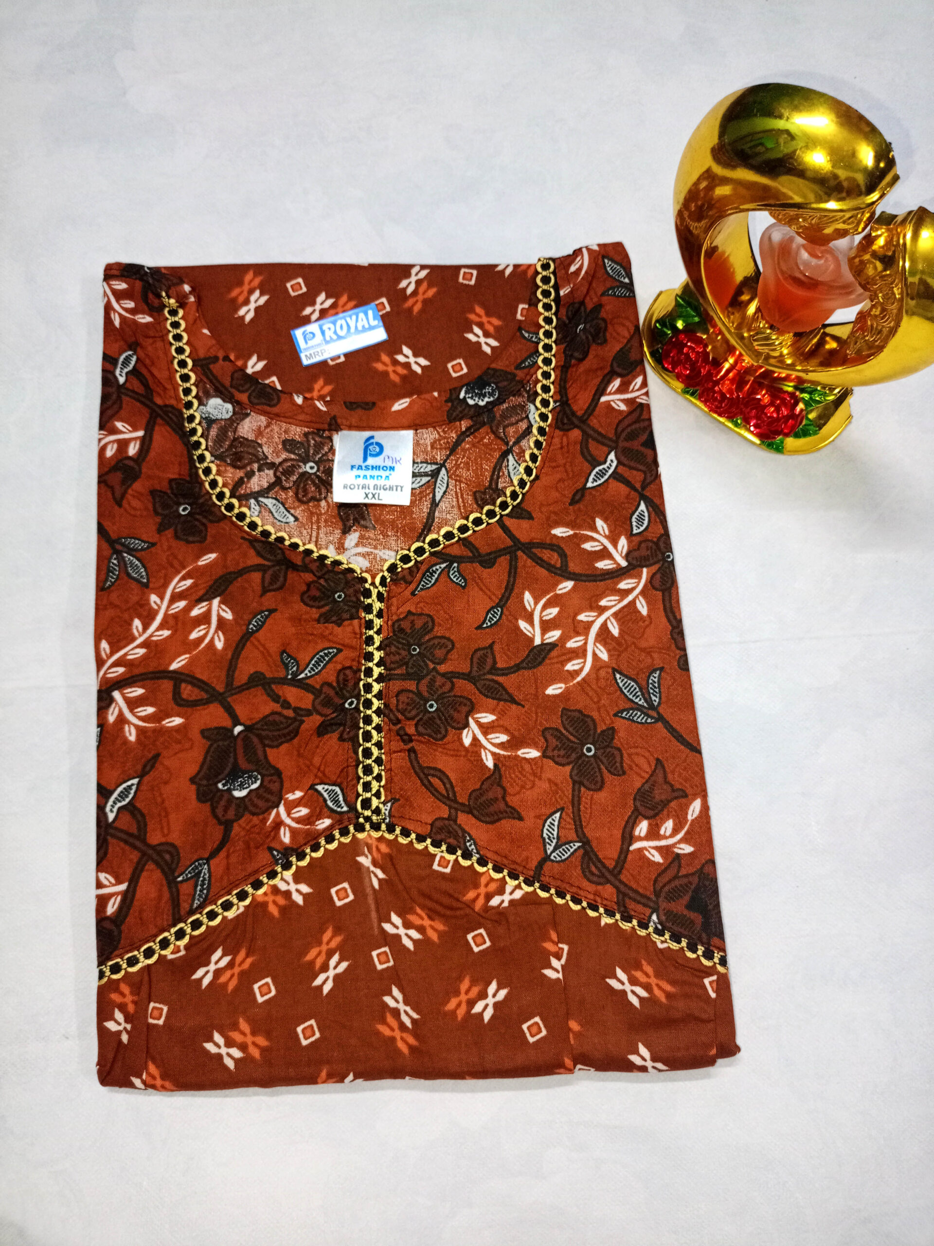 Cotton Aliya cut nighty for Women with round neck-XXL