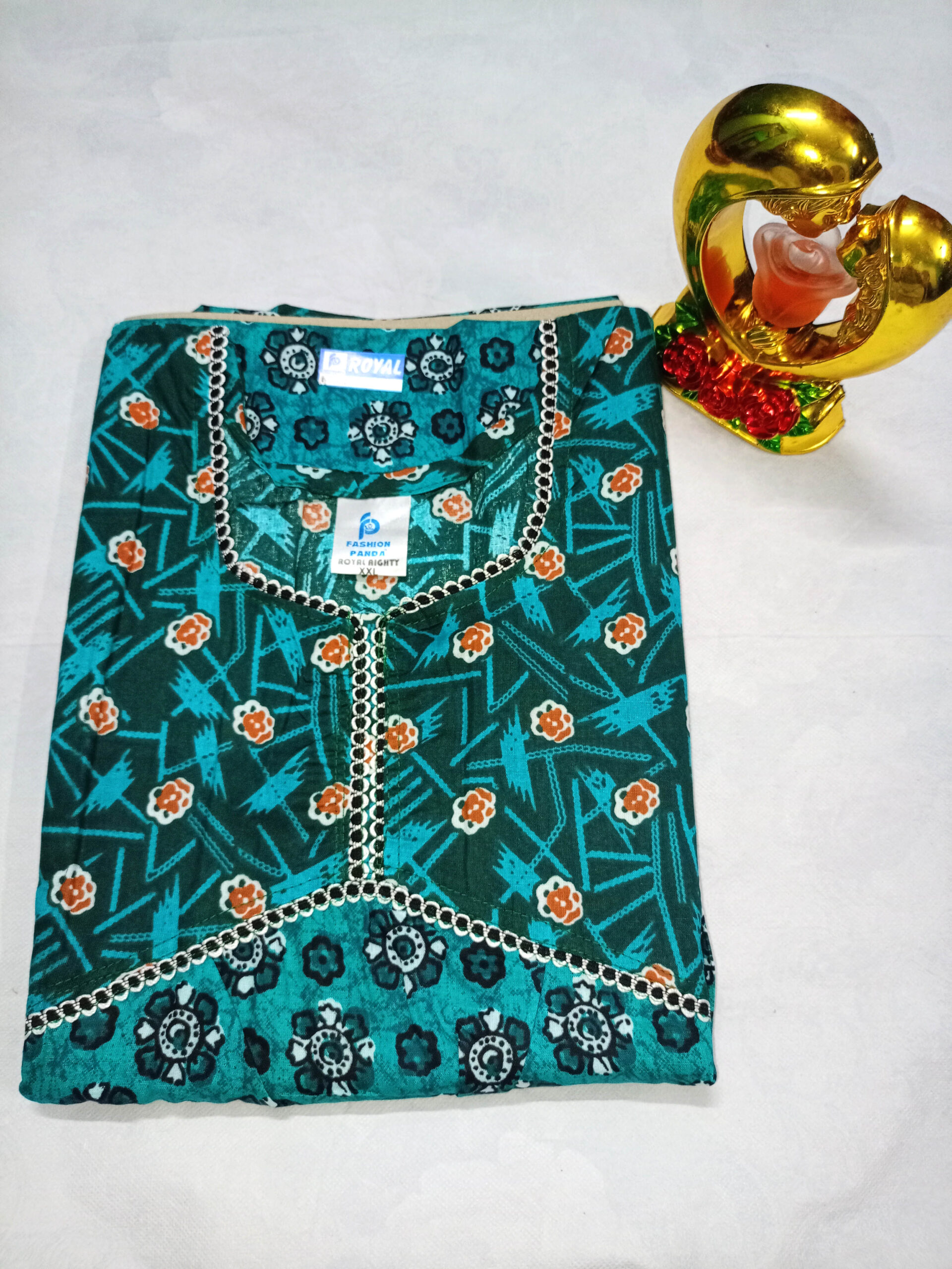 Cotton Aliya cut nighty for Women with round neck-XXL